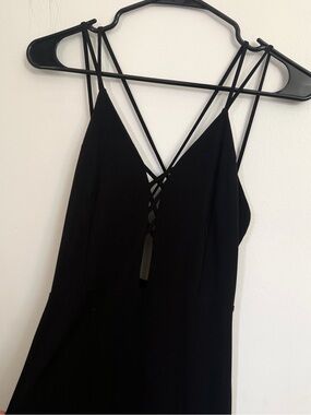 Fashionnova Black Strappy V-Neck Mini Dress